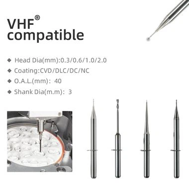 {{0}}.3/0.6/1.0/2.0mm Dental Zirconia Fräsborr För VHF K5/R5/S1/S2